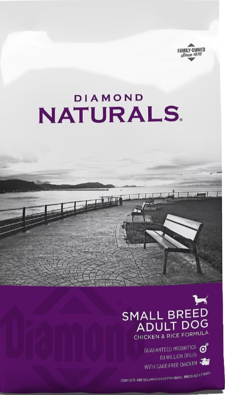 Diamond Naturals Dry Food for Adult Dogs, Small Breed Chicken and Rice Formula, 18 Pound Bag